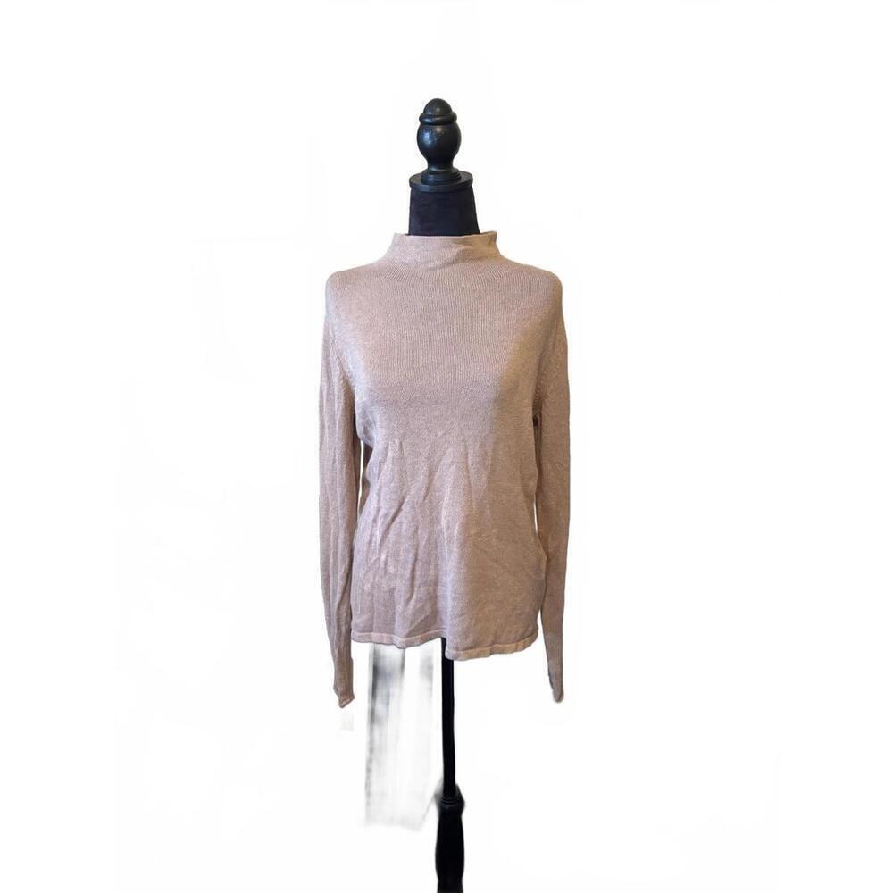 Old Navy Women's Beige Turtleneck Sweater, 60% Cotton 40% Polyester, Size Medium